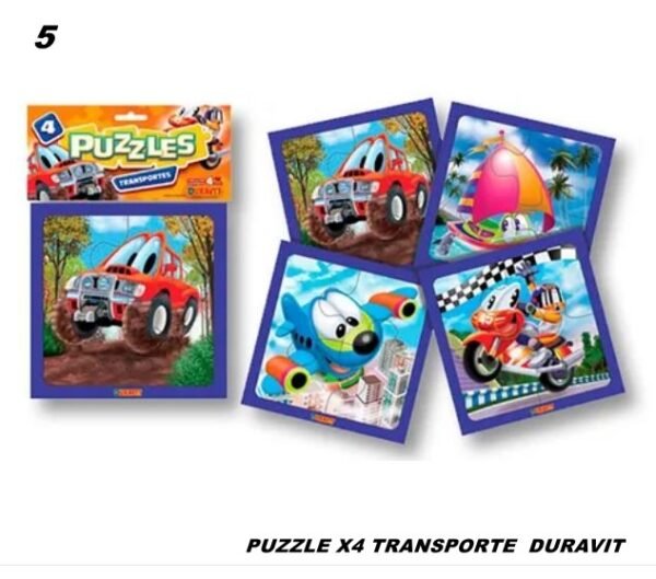 5 PUZZLE X 4  TRANSPORTE  (Caja 48)