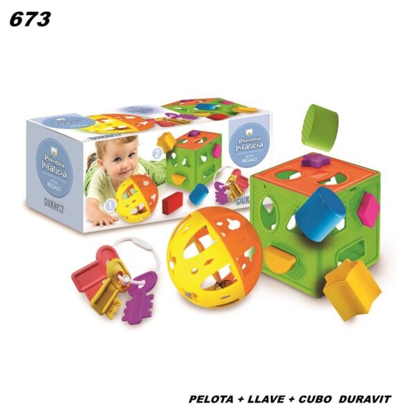 673 PELOTA + LLAVE + CUBO (Caja 24)
