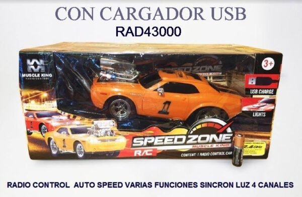 43000 RADIO CONTROL AUTO SPEED ZONE C/CARGADOR USB MUCHAS FUNCIONES