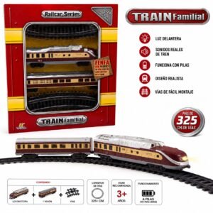 40014 TREN A PILA BORDO luz sonidos 38X32X6 (LOCOMOTORA +1 VAGON 52CM- + de 325cm de vias) coleccion escala 1:87 +info+fotos