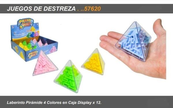 57620 JUEGO DE LABERINTO PIRAMIDE 4 COLORES X 12