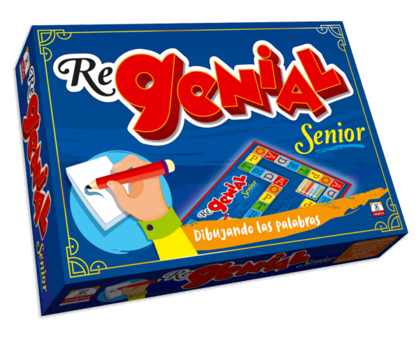 IM354- Regenial Senior, Juego de tablero. Dibujando las palabras.Edad: a partir de 10 años Participantes: a partir de 4 Medidas de la caja: 37.5 x 26 x 6.5.IMPLAS  No Tradicionales CAJAX6.