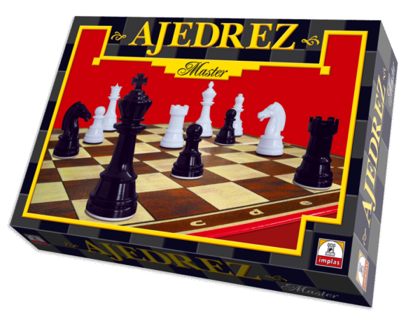 IM463- Ajedrez Master. Juego de ajedrez. Linea de lujo. Piezas con brillo y remache interior que le da peso a cada pieza.Participantes: 2 jugadores Edad: a partir de 5 años Medidas de la caja 37.5 x 26.5 x 6.1 cm. IMPLAS  Tradicionales CAJAX6. (+INFO PDF)