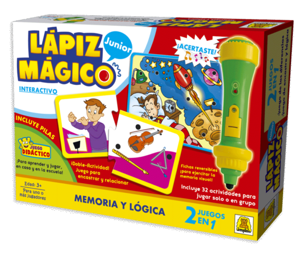 IM169- Lapiz Magico Memoria,LAPIZ INTERACTIVO, Edad: a partir de 3 años Participantes: 1 o mas Medidas de la caja: 27 x 19.5 x 6 cm El lápiz mágico responde con luz y sonido si la respuesta es correcta!.IMPLAS.