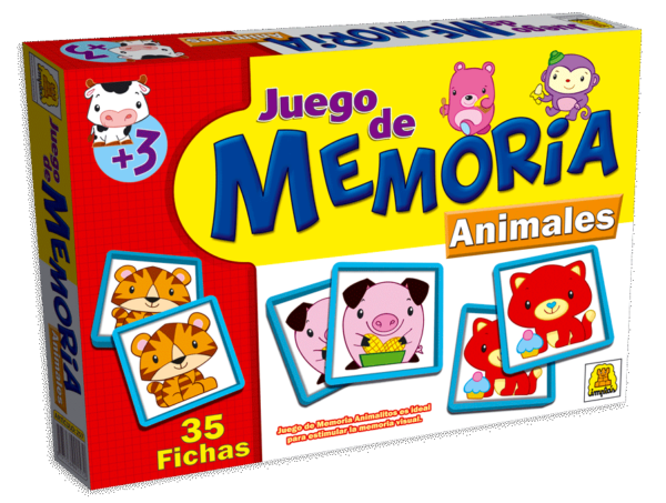 IM257- Memoria Animalitos Contiene 21 piezas Participantes: 2 a 4 jugadores Edad: a partir de 3 años Medidas de la caja 27 x 19.5 x 3.5 cm Juego de memoria infantil.IMPLAS CAJA X 12.