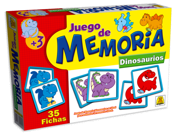 IM258- Memoria Dino Contiene 21 piezas Participantes: 2 a 4 jugadores Edad: a partir de 3 años Medidas de la caja 27 x 19.5 x 3.5 cm Juego de memoria infantil.IMPLAS CAJA X 12.
