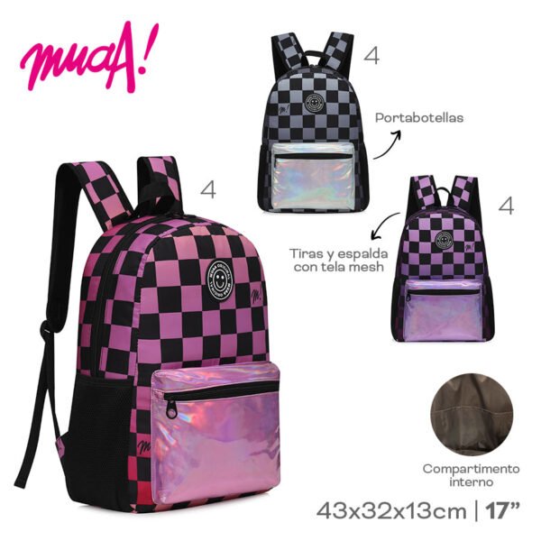 17588 - Mochila Muaa (+FOTOS)  Info: Compartimento interno, portabotellas, tiras y espalda mesh Composición: nylon Alto: 43cm Ancho: 32cm Profundidad: 13cm