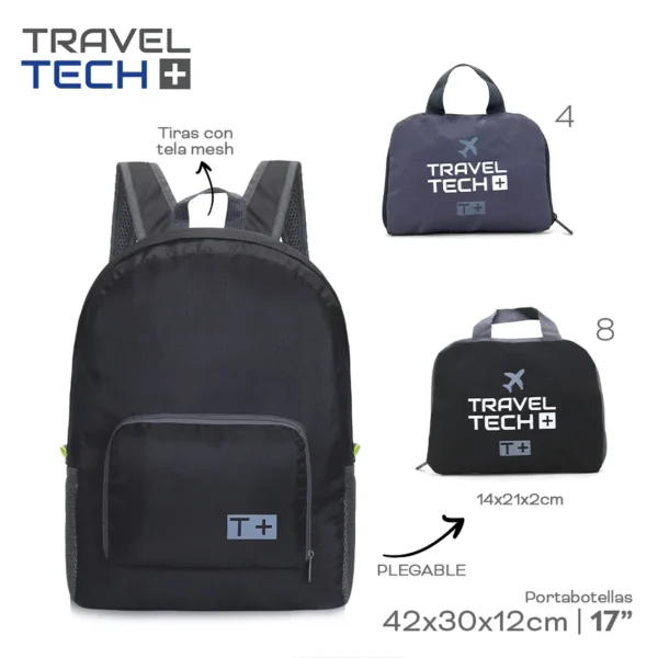 17819 – Mochila Viaje Travel Tech (+FOTOS)  Info: 17", Plegable en 14x21x2cm, Tiras con tela mesh, Portabotellas Composición: Nylon Alto: 42cm Ancho: 30cm Profundidad: 12cm
