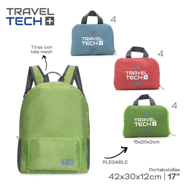 17820 – Mochila Viaje Travel Tech (+FOTOS)  Info: 17", Plegabletellas Composi oción: Nylon Alto: 42cm Ancho: 30cm Profundidad: 12cm