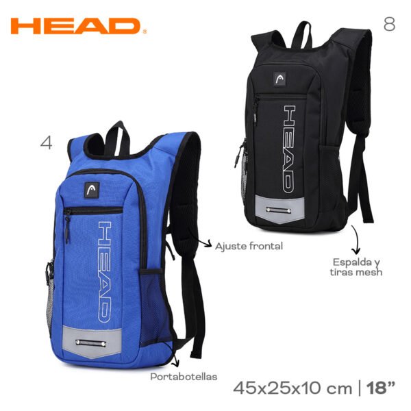 22187 - Mochila Running Head (+FOTOS) Info: Tiras y espalda acolchonada, ajuste pectoral, portabotellas Composición: nylon Alto: 45 cm Ancho: 25 cm Profundidad: 10 cm
