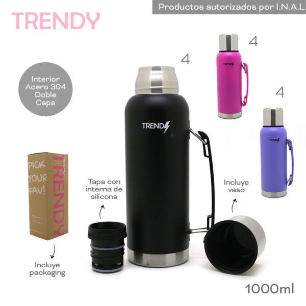 16315 - Termo Trendy T2 1000ML, Info: incluye tapa con interna de silicona, vaso, y packaging Composición: ACERO 304  DESCRIPCION EN +FOTOS