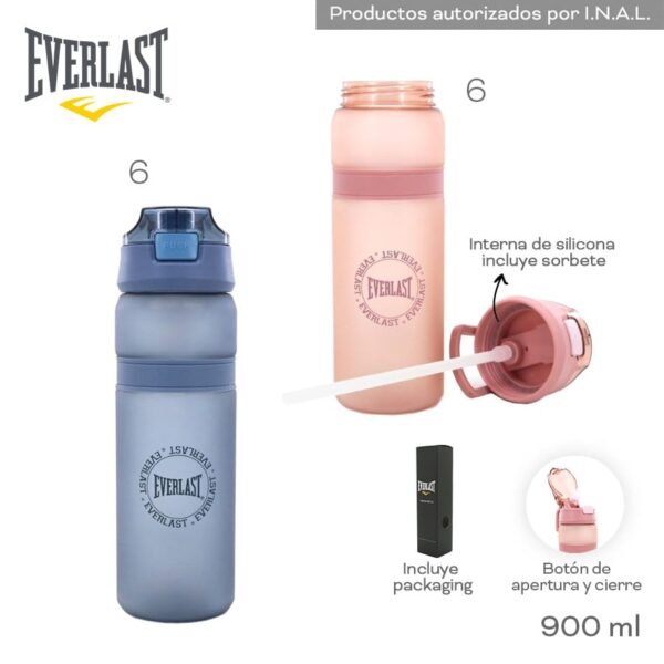 13966 - Botella Everlast T4  900ML(+FOTOS+VIDEO+INFO)  Info: Tapa con interna de silicona y sorbete, botón de apertura, asa integrada, incluye packaging  Composición: PC