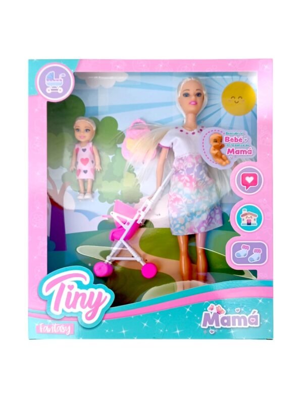 *53865- MUÑECA TINY MAMA EMBARAZADA C/NIÑO Y ACCES 33X29X5  +INFO+FOTOS - Imagen 2