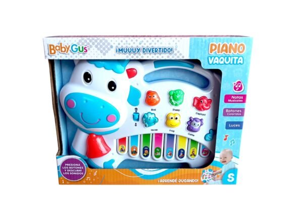 52024- VACA PIANO ANIMALES SONIDOS LUCES 2MOD 26X21X5 +INFO+FOTOS