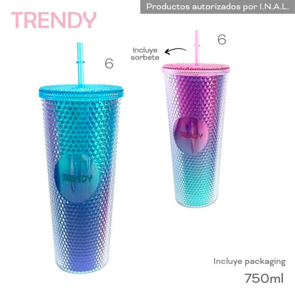 17398 – VASO TRENDY 750 ML (+FOTOS+VIDEO+INFO)  INCLUYE SORBETE ,INCLUYE PACKAGING