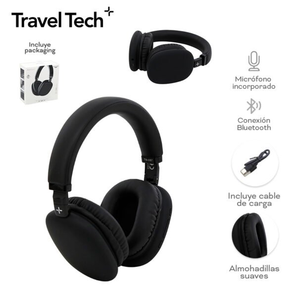 19059 - Auriculares Travel Tech .+INFO+FOTOS Info: USB tipo C, Micrófono incorporado, conexión bluetooth, almohadillas suaves, incluye packaging Composición: Plástico