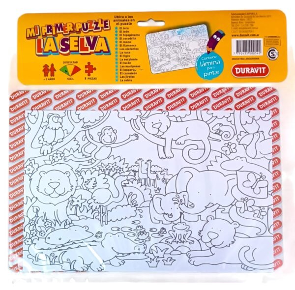 54 - PUZZLE LA SELVA 8 PIEZAS C/LÁMINA PARA COLOREAR DURAVIT (X48) +INFO+FOTOS - Imagen 2
