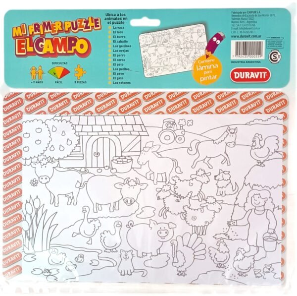 55 - PUZZLE LA GRANJA 8 PIEZAS C/LÁMINA PARA COLOREAR DURAVIT (X48) +INFO+FOTOS - Imagen 2