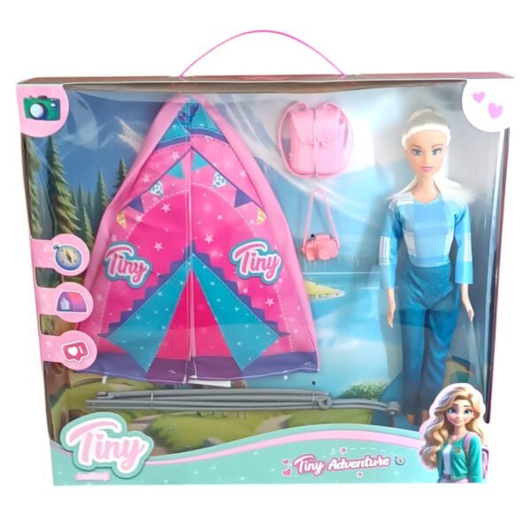 *55864- MUÑECA TINY CAMPING CARPA C/INSTRUCCIONES PARA EL ARMADO + ACCESORIOS 34X5X32.5 +INFO+FOTOS - Imagen 2