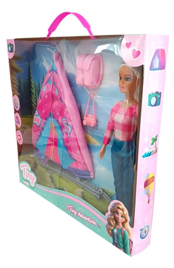 *55864- MUÑECA TINY CAMPING CARPA C/INSTRUCCIONES PARA EL ARMADO + ACCESORIOS 34X5X32.5 +INFO+FOTOS - Imagen 4