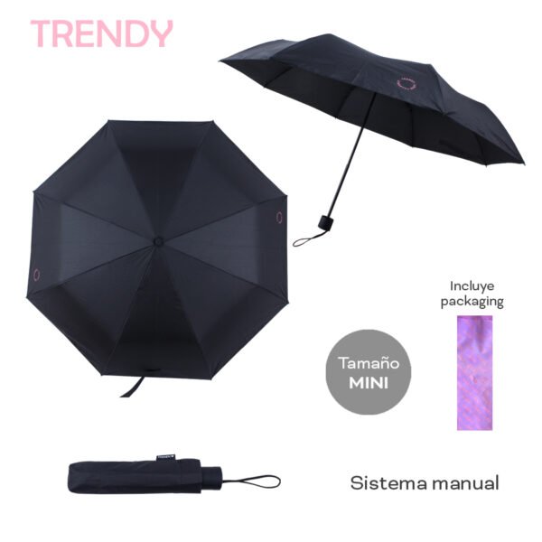 28447 - Paraguas Trendy , +INFO+FOTOS Info: Tamaño mini, sistema manual, incluye packaging Composición: Nylon Alto: 93 cm