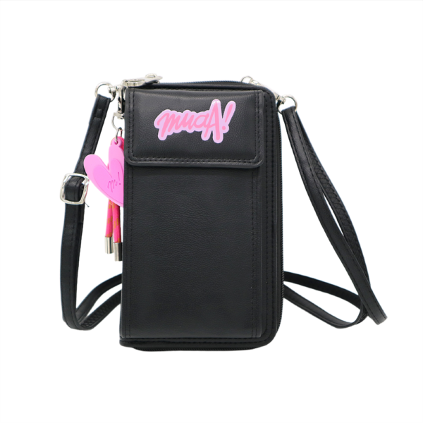 28739 -morral Phone Bag Muaa , +info+fotos Info: Tira regulable y desmontable, bolsillo frontal, llavero desmontable Composición: PU Alto: 18cm Ancho: 10cm Profundidad: 4cm - Imagen 2