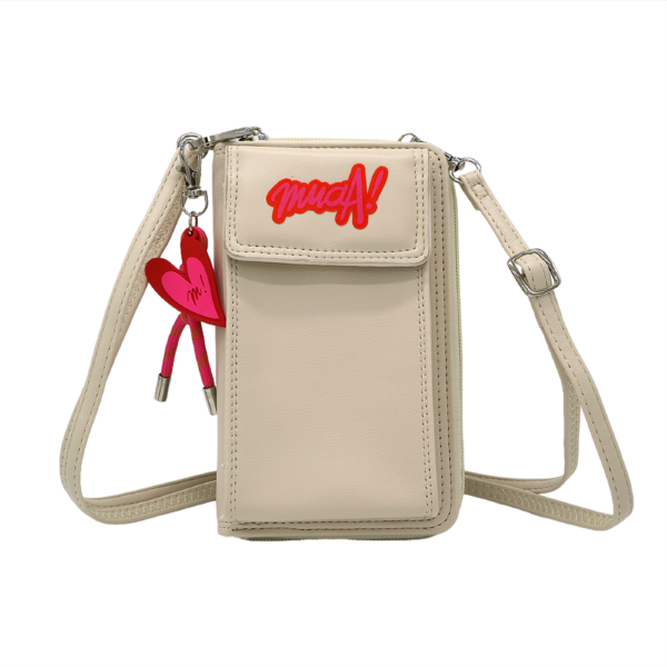 28739 -morral Phone Bag Muaa , +info+fotos Info: Tira regulable y desmontable, bolsillo frontal, llavero desmontable Composición: PU Alto: 18cm Ancho: 10cm Profundidad: 4cm - Imagen 3