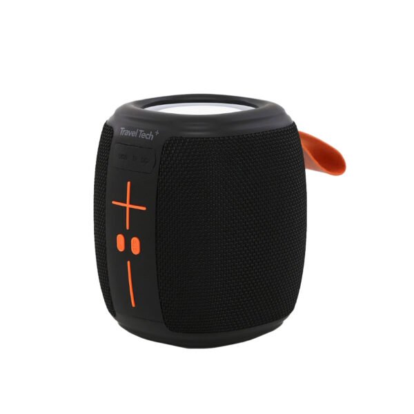 30444- PARLANTE TRAVEL TECH ,CON LUCES 14X11X11 +INFO+FOTOS ,RESISTENTE AL AGUA ,MICRO SD, 10 HORAS DE AUTONOMÍA, TAPA ANTI-SUCIEDAD, CINTA DE AGARRE ,INCLUYE CABLE CARGA, INCLUYE PACKAGING - Imagen 3