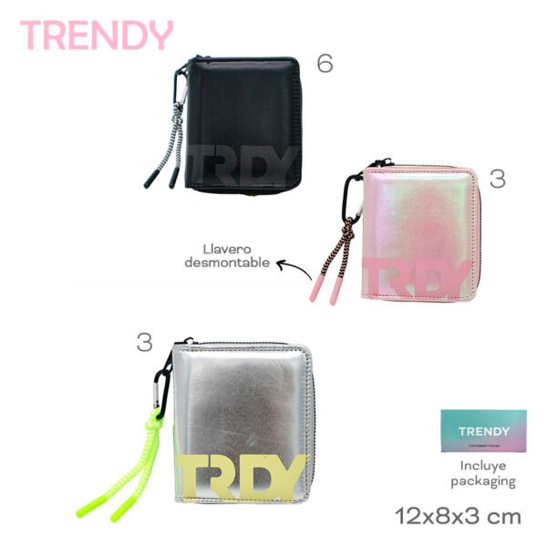 28644 - Billetera Trendy +INFO+FOTOS Info: Llavero desmontable, incluye packaging Composición: PU Alto: 12cm Ancho: 8cm Profundidad: 3cm