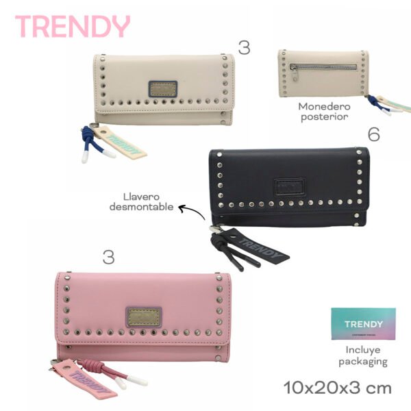 28661 - Billetera Trendy , +INFO+FOTOS Info: Llavero desmontable, monedero posterior, incluye packaging Composición: PU Alto: 10cm Ancho: 20cm Profundidad: 3cm