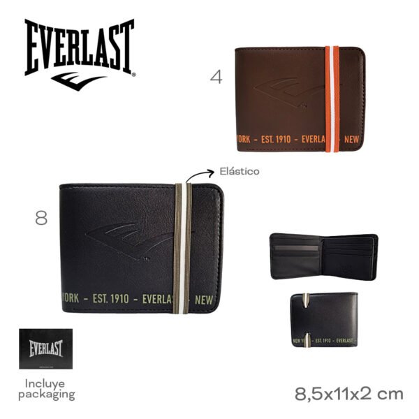 28907 - Billetera Everlast , +INFO+FOTOS Info: Incluye packaging, elástico Composición: PU Alto: 8,5cm Ancho: 11cm Profundidad: 2cm
