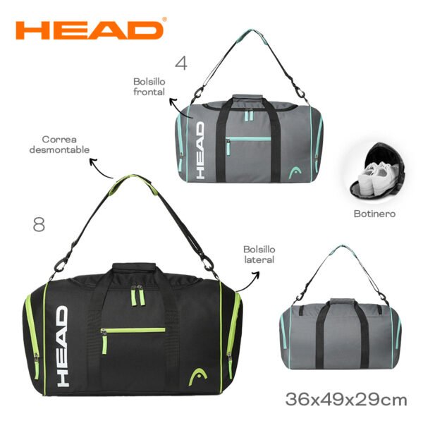 18546 - Bolso Head +INFO+FOTOS Info: Bolsillo frontal, lateral,botinero y correa desmontable  Composición: Nylon  Alto: 36cm  Ancho: 49cm  Profundidad: 29cm
