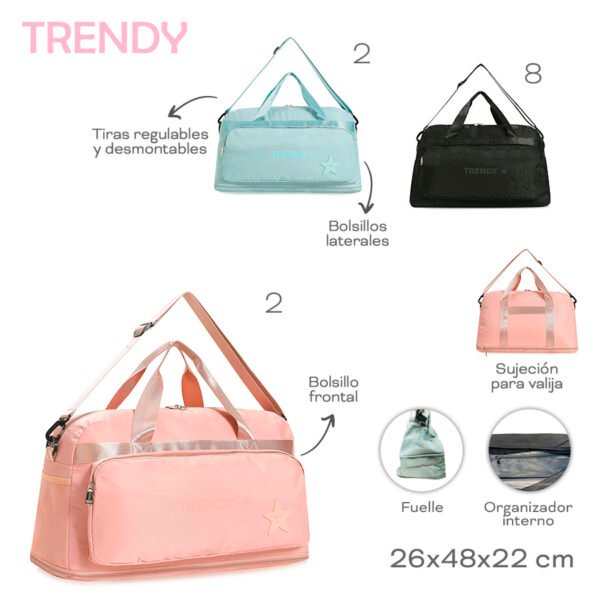 18574 - Bolso Trendy +INFO+FOTOS Info: Bol frontal, lats, org int, suj p valij, fuelle, tir desmnt  Composición: Nylon  Alto: 26cm  Ancho: 48cm  Profundidad: 22cm