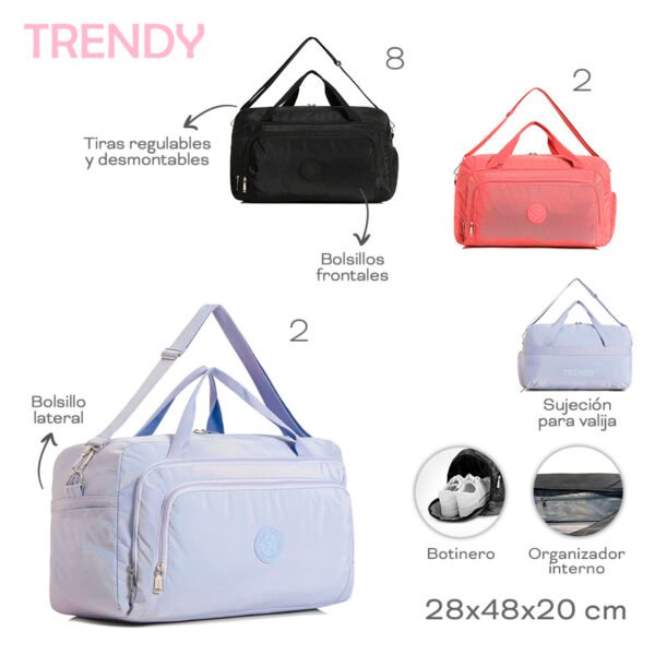 18581 - Bolso Trendy +INFO+FOTOS  Info: Bolsillo fronts, lat, botinero, tir desmnt, org int, suj p valija  Composición: Nylon  Alto: 28cm  Ancho: 48cm  Profundidad: 20cm