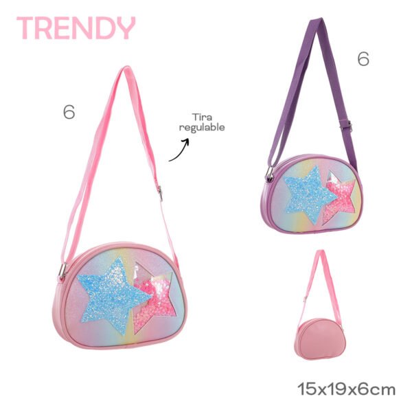 53729 - Carterita Infantil Trendy +INFO+FOTOS Info: Tira regulable, contiene glitter Composición: 70pu 30pvc Alto: 15cm Ancho: 19cm Profundidad: 6cm