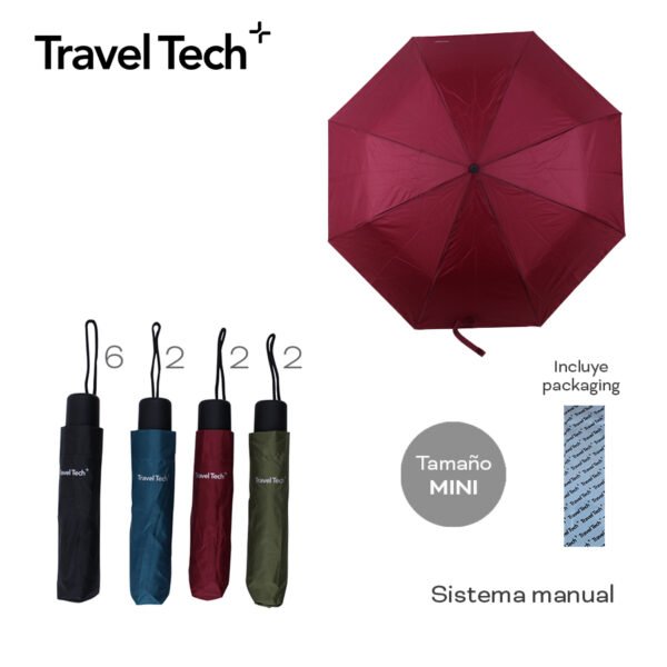 28871 - Paraguas Travel Tech ,+INFO+FOTOS Info: Tamaño mini, sistema manual, incluye packaging Composición: Nylon Alto: 93 cm