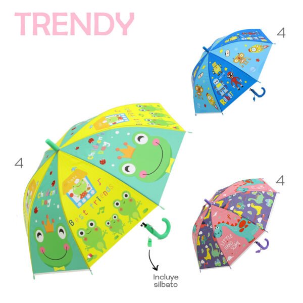 53564 - Paraguas infantiles TRENDY +INFO+FOTOS  Info: incluye silbato  Composición: Eva + metal