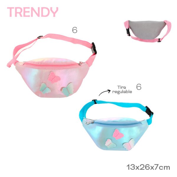 53721 - Riñonera Infantil Trendy +INFO+FOTOS  Info: Tira regulable Composición: 60pvc 40Poliester Alto: 13cm Ancho: 26cm Profundidad: 7cm