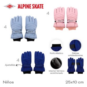 31263-Guante Alpine Skate	25cm	10cm		Poliéster	Niños, puño elástico, palmas antides, interior térmico acolchonada, ajustables +INFO+FOTOS