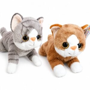 80100- GATO 10"=25CM MUSICAL ACOSTADO 2MOD PELUCHE  +INFO+FOTOS