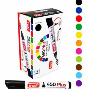 -450- MARCADOR TRABI PLUS PIZARRA RECARGABLE PUNTA REDONDA CAJA X12 PRECIO X UNIDAD $1,00, 11 COLORES HACE CLIC EN "SELECCIONAR OPCIONES" PARA ELEGIR TU COLOR