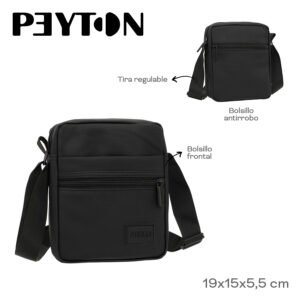 54400-	Morral Peyton	19cm	15cm	5,5cm	Nylon	Bolsillo frontal y antirrobo, tira regulable MARROQUINERIA +INFO+FOTOS