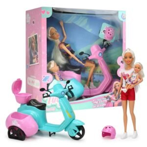 *55867- muñeca tiny y lucy en su moto gde C/sidecar y acces 2 mod 28x15.5x30 +info+fotos