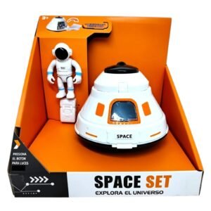 55560- NAVE ESPACIAL Y ASTRONAUTA CON INGRESO A NAVE C/LUZ A PILA INCL , 17X13X15 +INFO+FOTOS