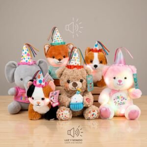 841033- ANIMALES C/BONETE "LUZ SONIDOS" CON PILAS INCLUIDAS  8"=20.5CM  6MOD  +INFO+FOTOS