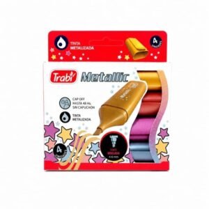 RESMX4- Resaltador High Texter Trabi Metálico surtido x 4 PUNTA BISELADA