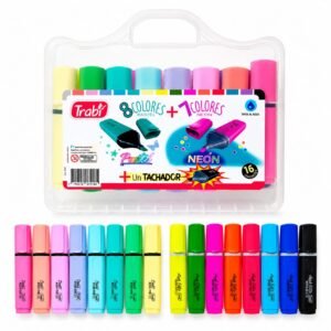 RESX16- Resaltador High Texter Trabi Valija surtida x16 ( 8 Pastel + 7 Fluo + 1 Tachador)